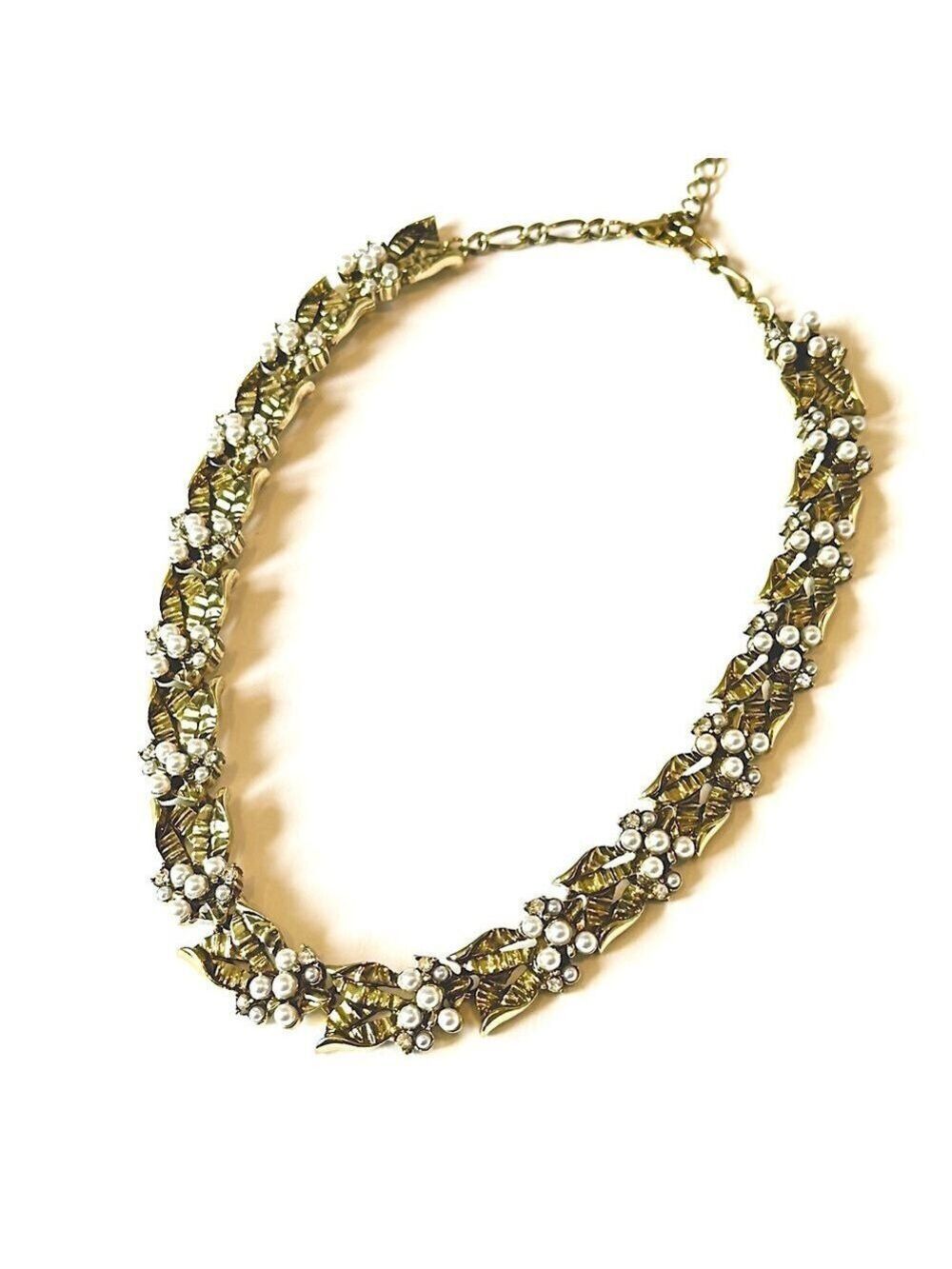 Heidi Daus Gold Faux Pearl Floral Collar Necklace